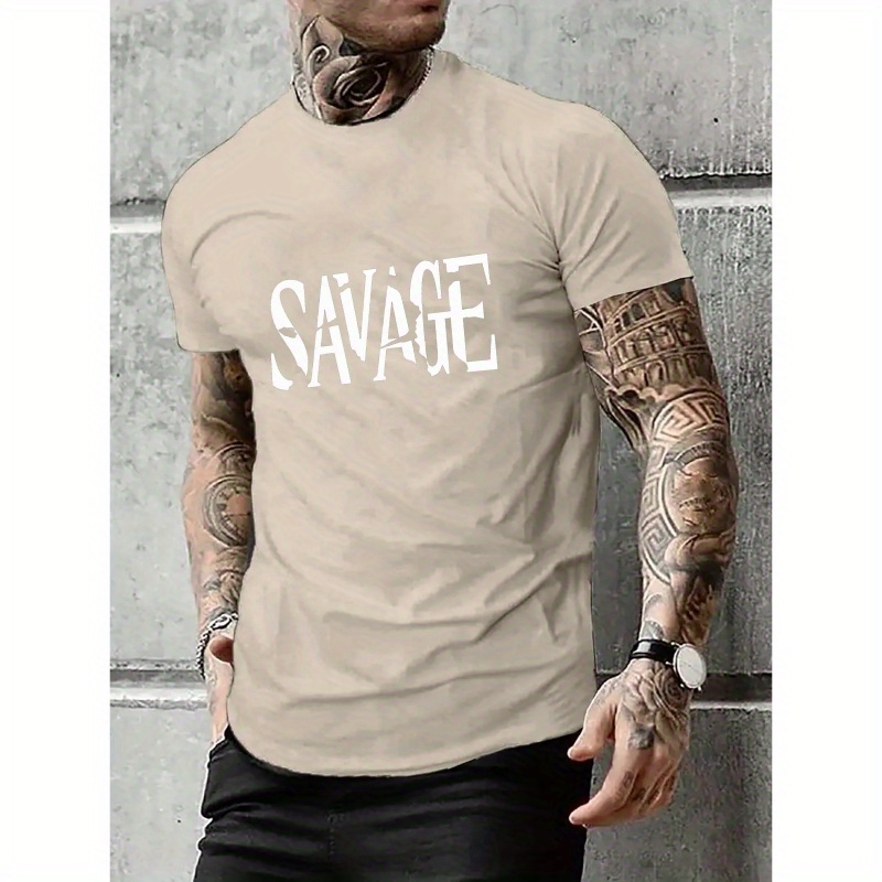 

Savage Cool Print Summer Fitness Men's Sports Short-sleeve Breathable Casual Commuting Training Quick-drying Fitness T-shirt For Man