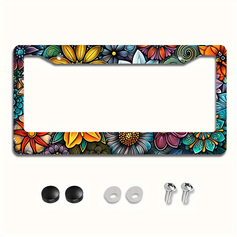 

Aluminum License Plate Frame Cover With Mandala For Front And Rear Car Plates - Kit Included, 1pc