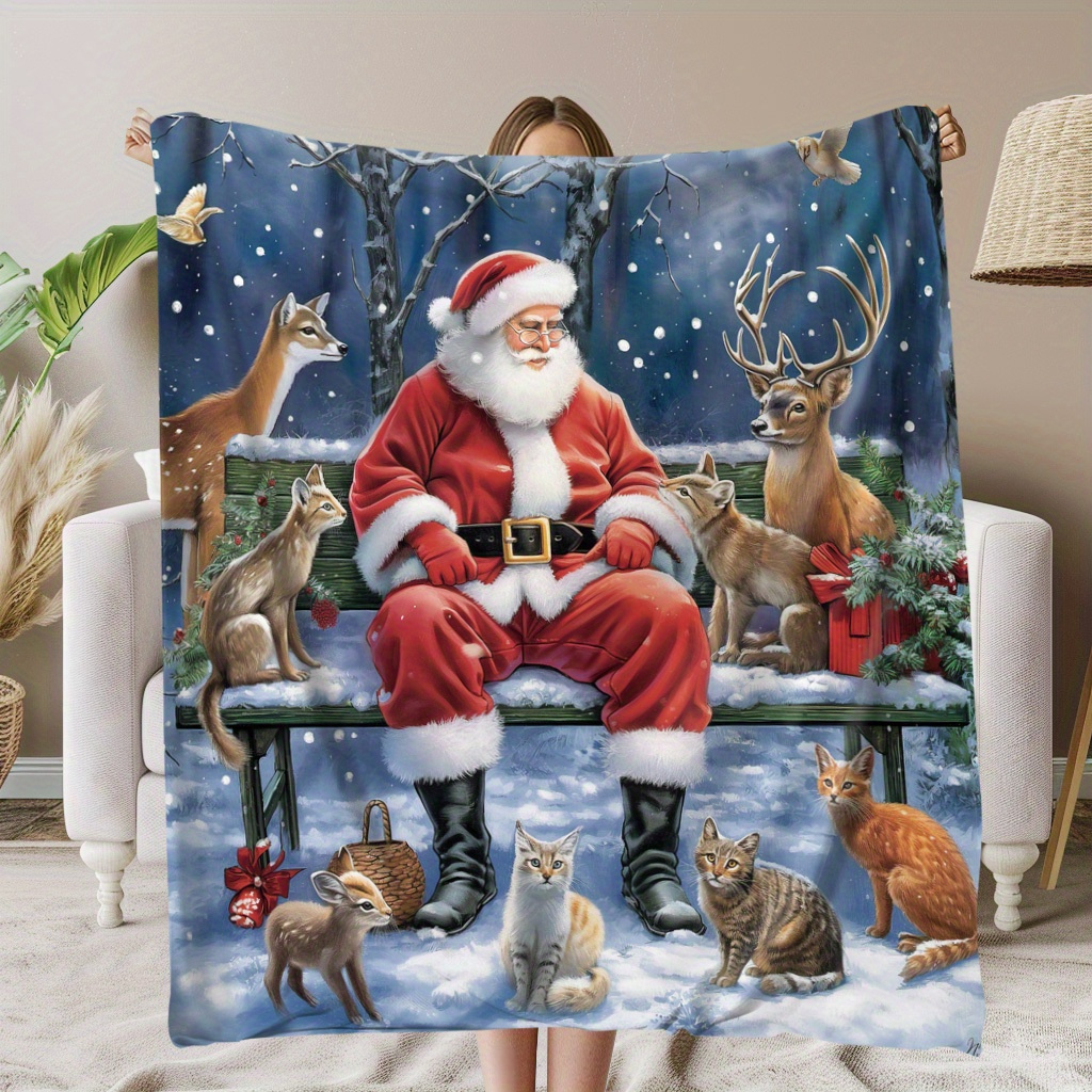

Cozy Christmas Blanket With Snowman & Deer Print - Soft, Warm Flannel Throw For Naps, Camping, Travel & Home Decor - Perfect Holiday Gift For Friends, Family & Loved Ones