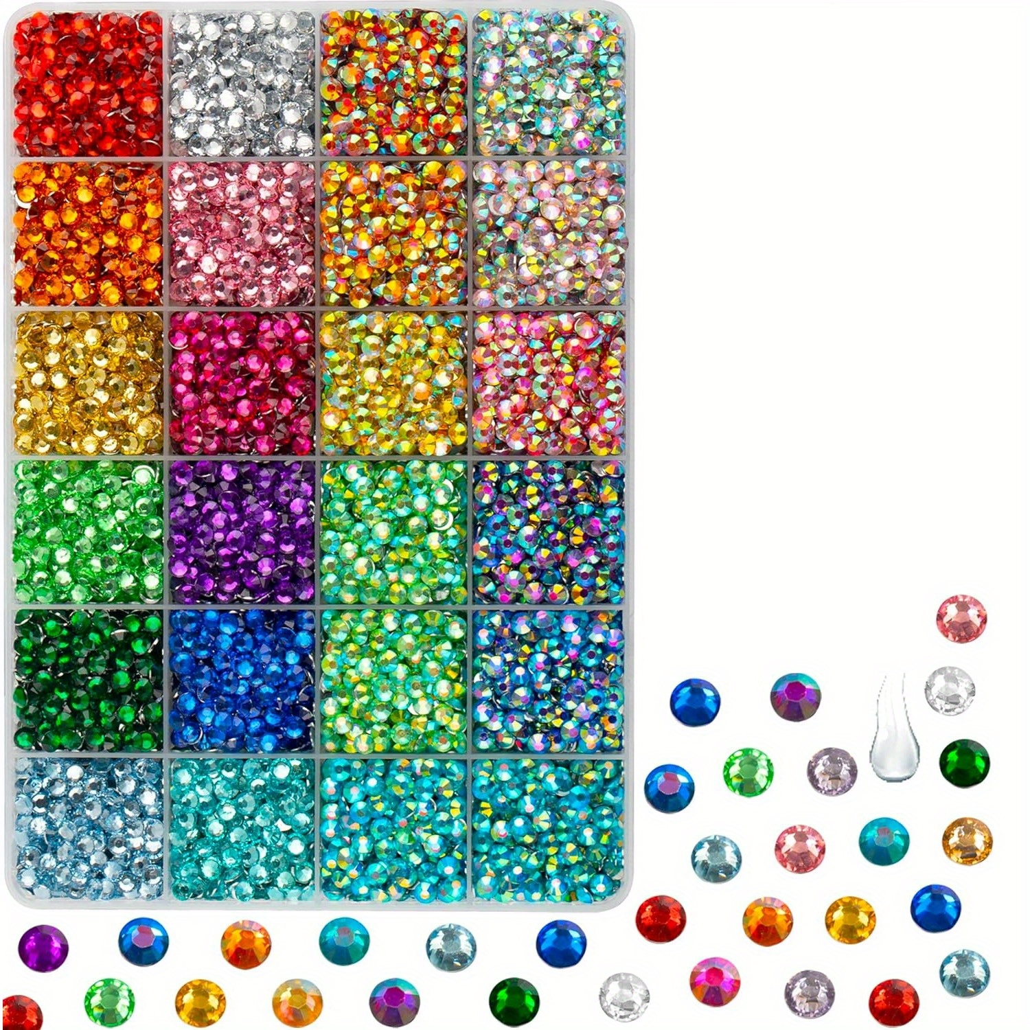 

15000pcs 3mm Multicolored Flatback Rhinestones Set, Non-pre- Craft Gems For Clothing, Fabric, Shoes, Rainbow Colored Gemstones With Storage Box