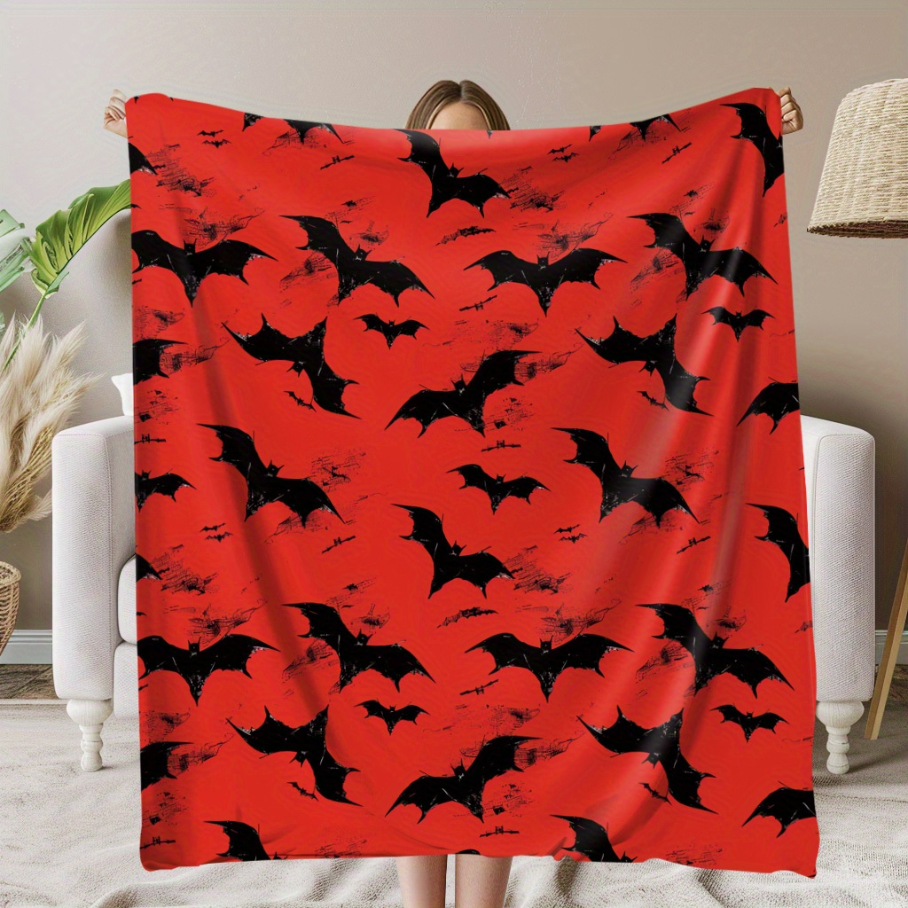 

Cozy Bat-themed Throw Blanket - Soft, Warm & Lightweight For All | Perfect Gift , Family, And | Ideal For Couch, Bed, Office, And Travel | Contemporary Style, Knitted Polyester | 200-250gsm