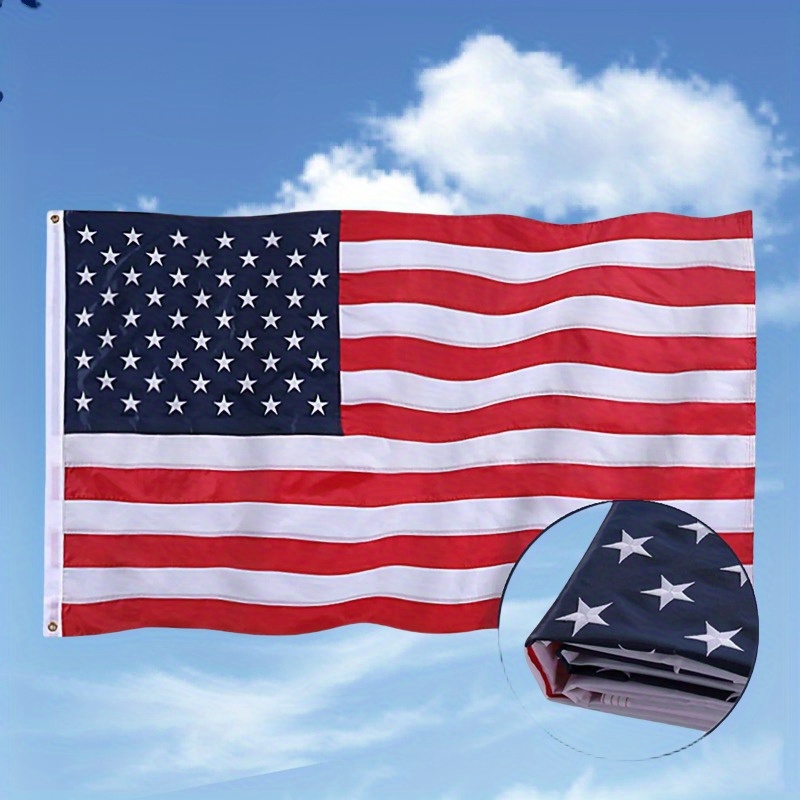 

1/ 3pcs Exquisitely Embroidered American Flag 3x5 Feet American Flag 210d Durable Fabric, Ideal For Outdoor And Indoor Use