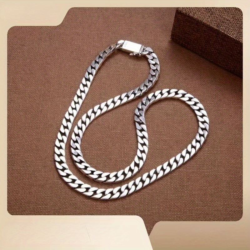 

S925 Sterling Silver Cuban Necklace Tide Chain Men's Fashion Ins Hundred Men's And Women's Hip Hop Thick Bully Neck Chain Hip Hop Trend Party Holiday