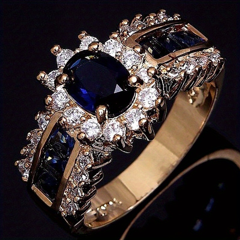 

A European Style Gorgeous And Exquisite Cubic Oxide Blue Zirconia Classic Ring For Women, Preferred For Weddings And Engagements