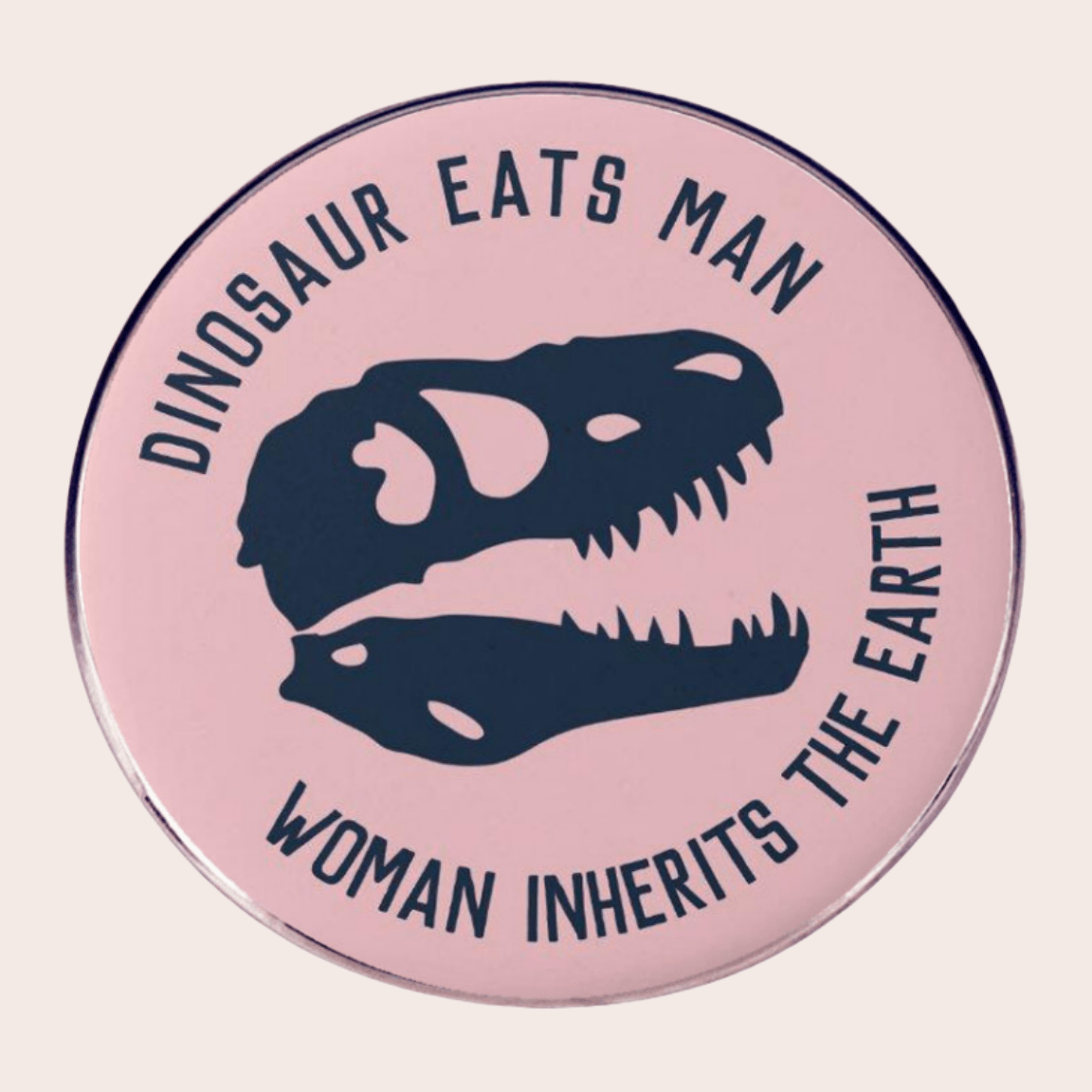 

1pc Man Inherits Earth Novelty Pinback - Alloy Metal Round Humorous English For Clothing Accessories