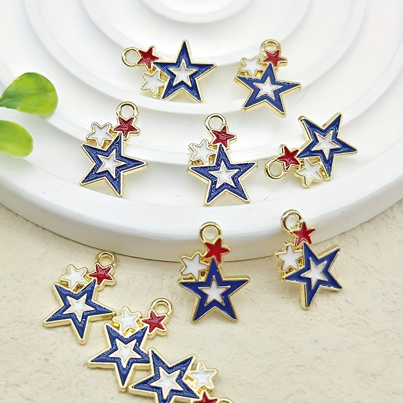 

10-pack Patriotic Star Charms, American Flag Colors, Alloy, , Necklace & Bracelet Accessories, 4th Of Craft Supplies