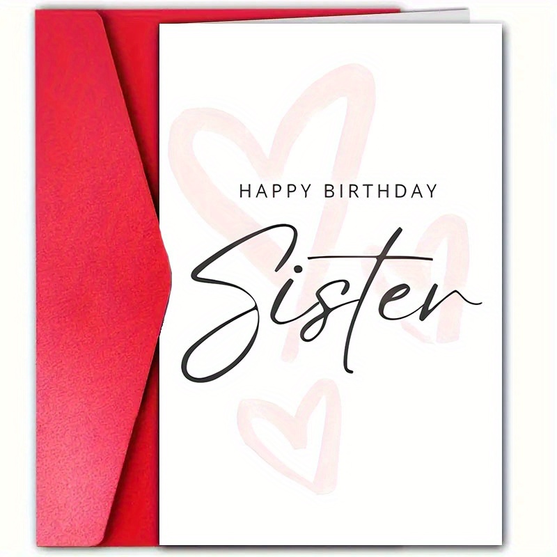 

Birthday Greeting Card For Sister With Envelope, 1pc, Elegant Design, High-quality Paper Material, Universal Birthday Wishes For Her, Ideal For Friends, Family & Loved Ones