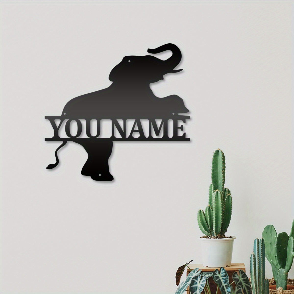 

1pc Personalized Elephant Metal Name Sign Decorative Best Gift, Wall Silhouette, Metal Wall Decor, Interior Decoration, Metal Art, Metal Sign, Elephant Metal Name Sign