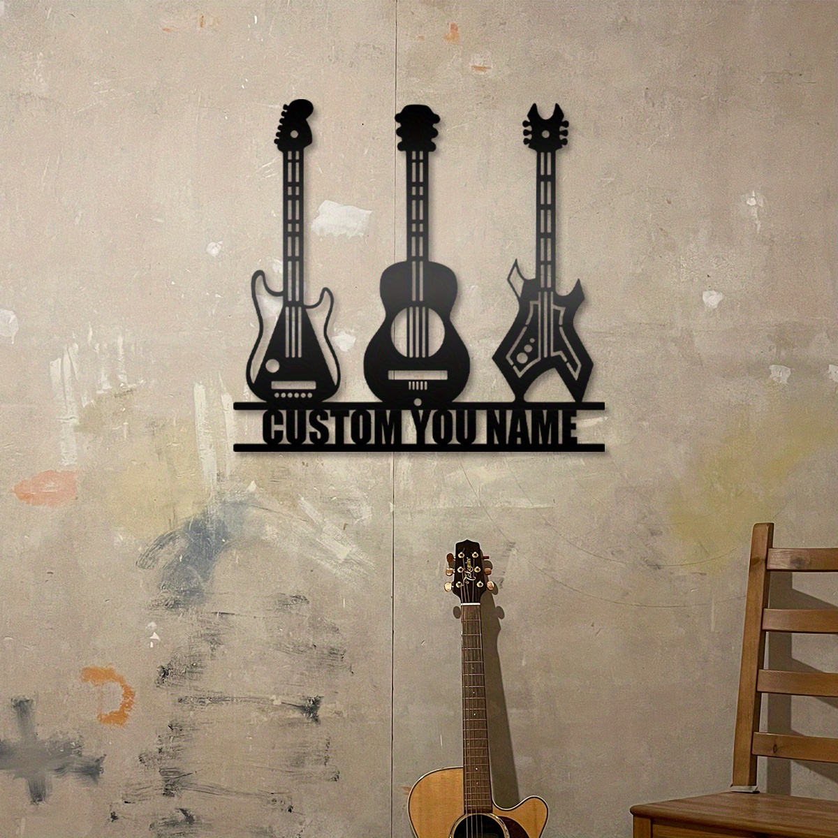 

Personalized Guitarist Metal Wall Art - Custom Name Guitar Player Sign, Art Deco Iron Wall Hanging, Multipurpose Decoration For Living Room, Bedroom, Music Studio - No Electricity Needed