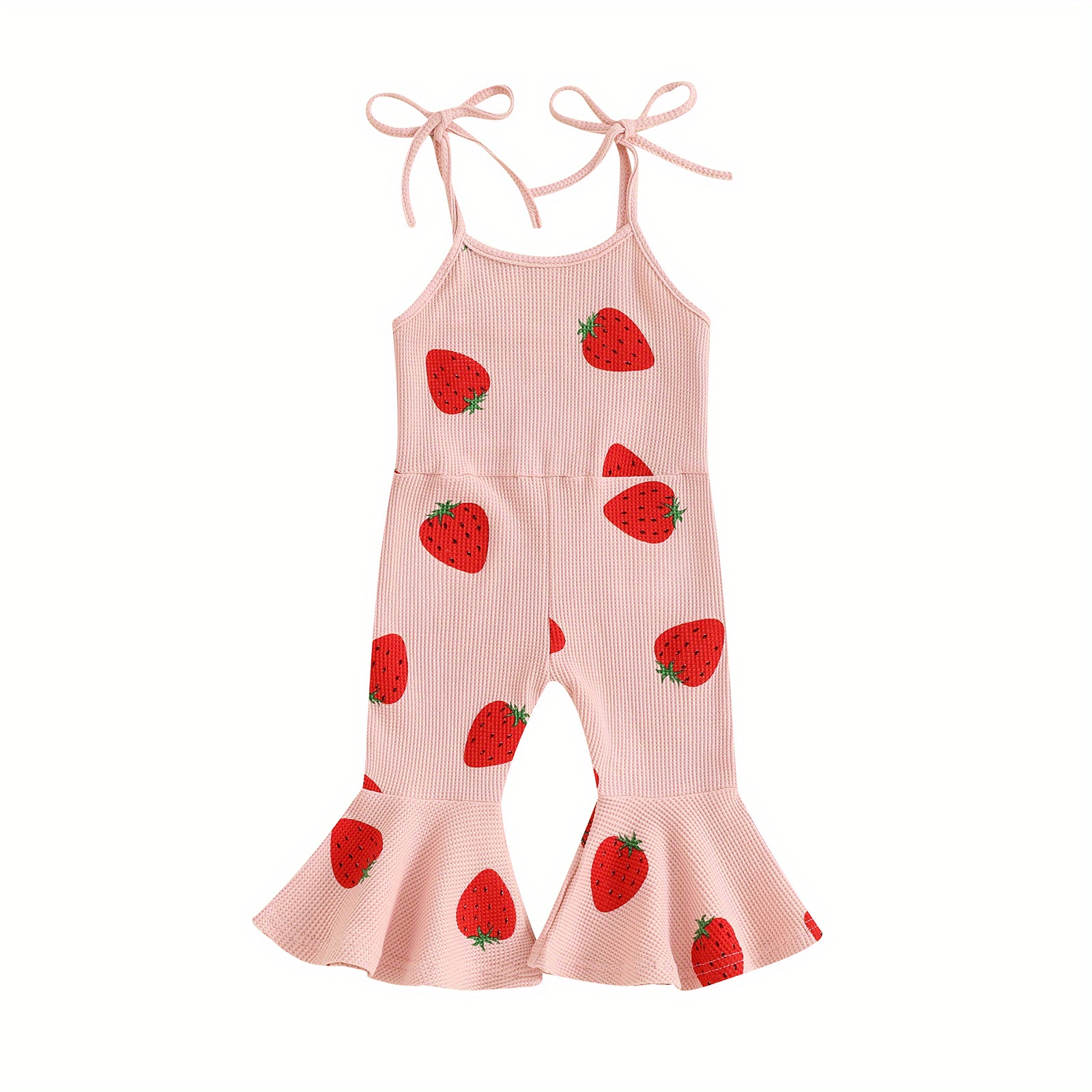 

Kid Girls Jumpsuit, Spaghetti Straps Strawberry Print Romper Clothes For Party Casual