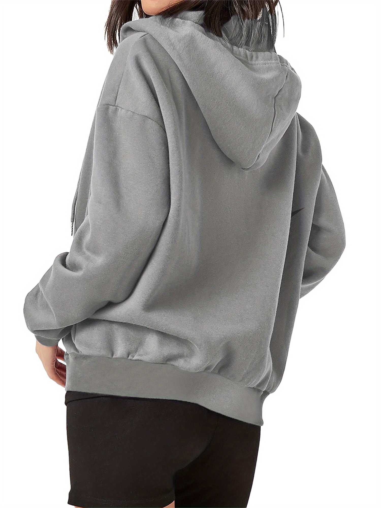 women's loose zip hoodies long sleeve solid - Temu