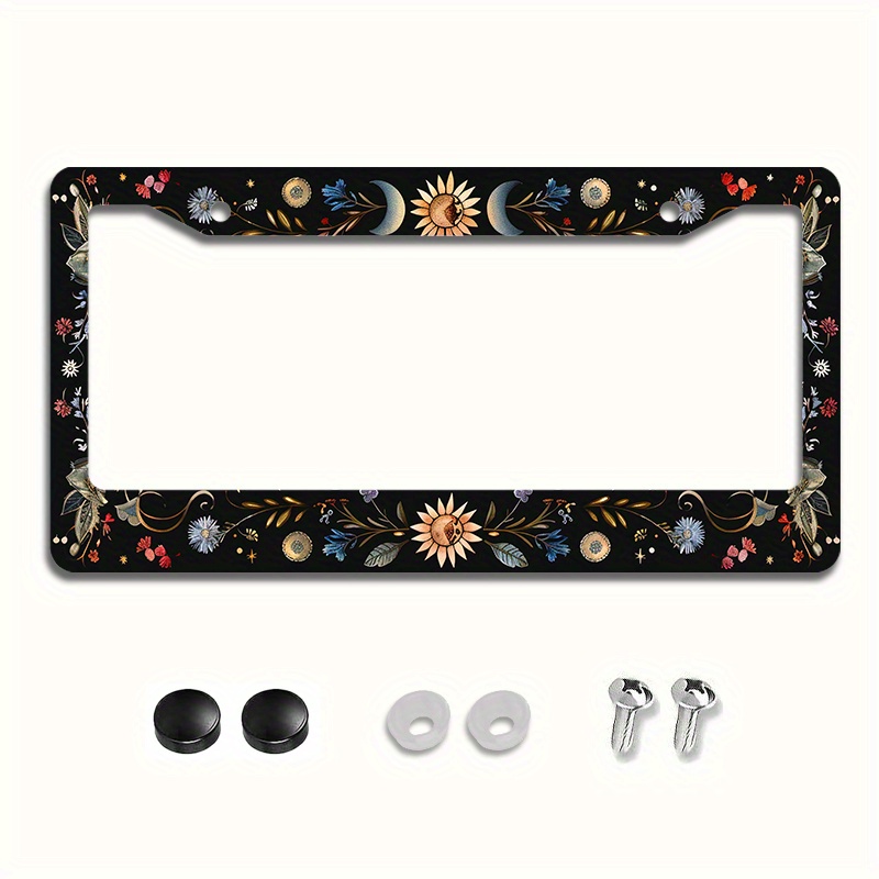 

[ ] 1pc 6.3x12.2inch(16x31cm) Metal Frame Sun And Decorative Frame Car And Rear Plates