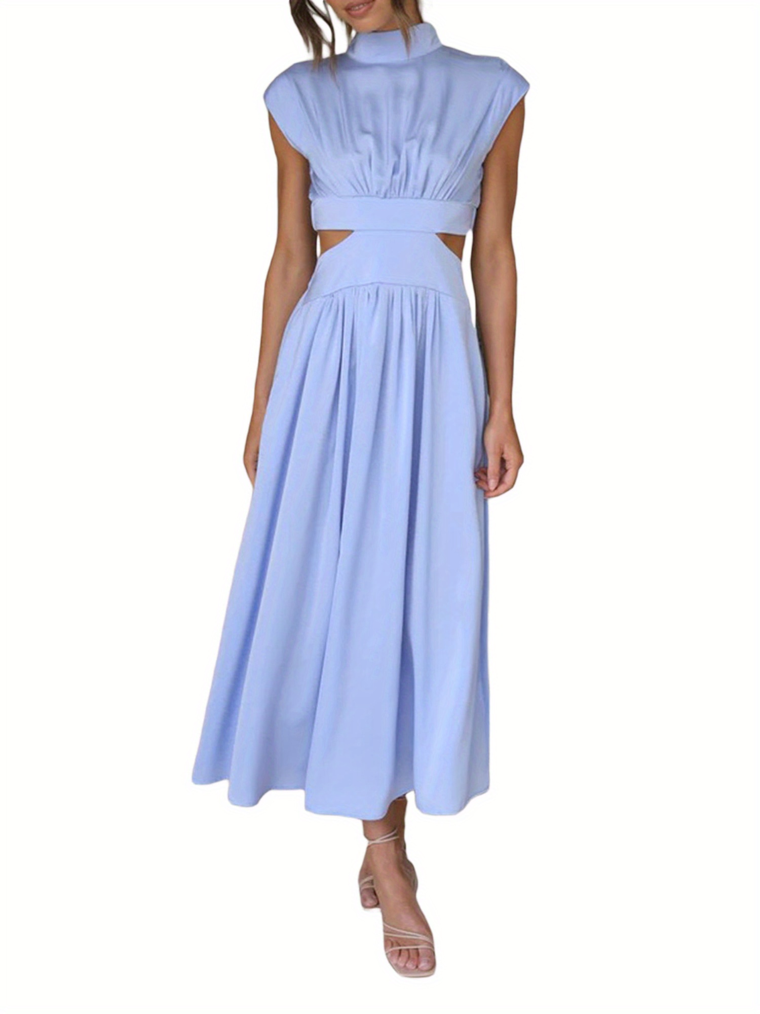 chinese dress ladies Womens Casual Women's Elegant Solid Color Dress for Summer Maxi Women Maxi  Dresses at Amazon Women's Clothing store main image 1
