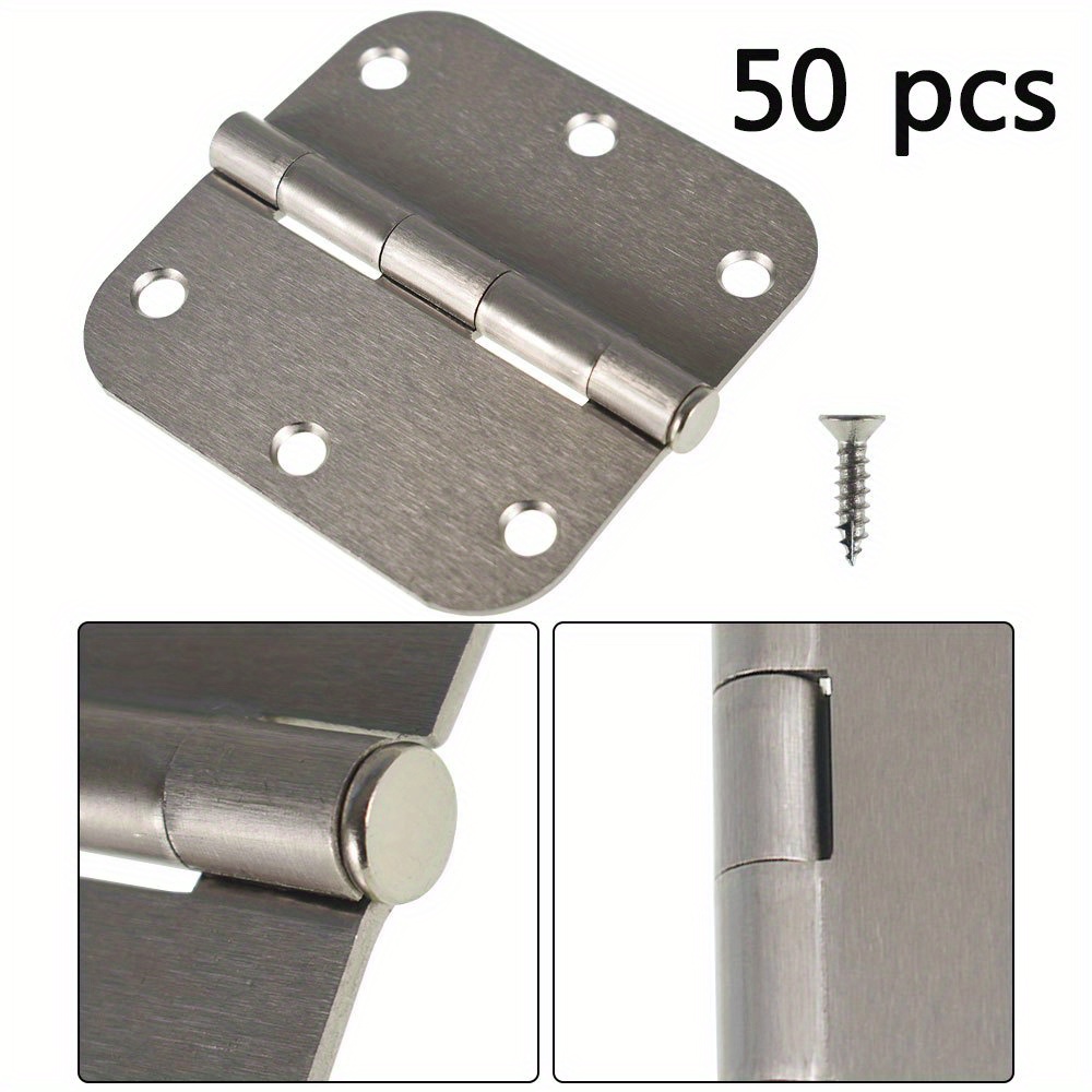50pcs 3.5" X 3.5" 2.2mm 5/ 8" Satin Nickel Door Hinges Corners