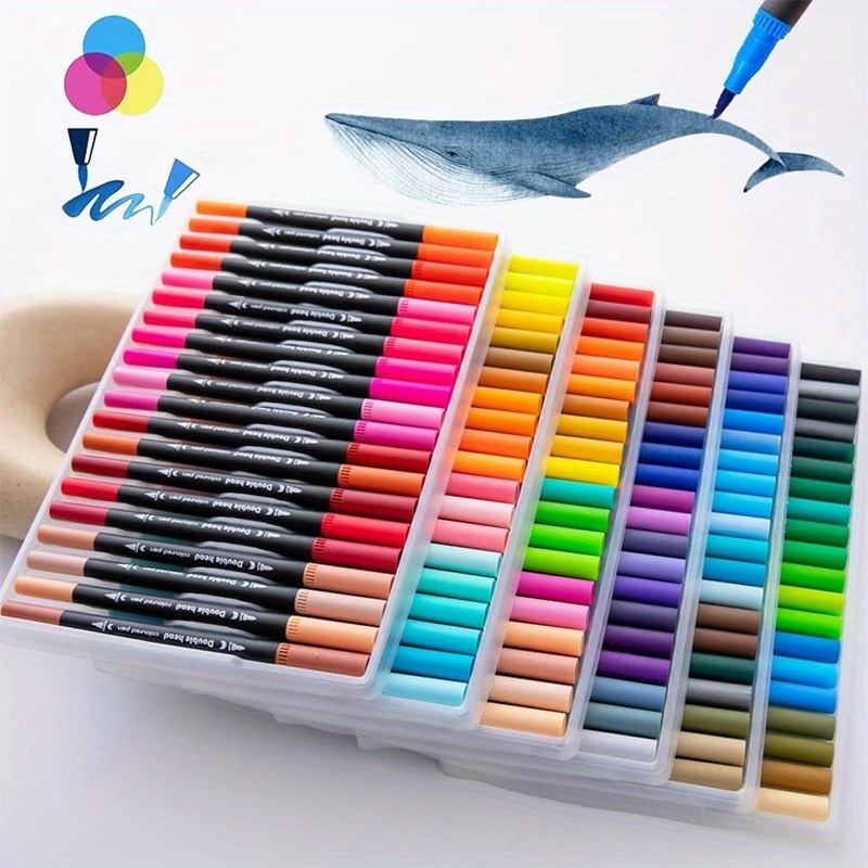 

Dual-tip Watercolor Marker Pens - Set Of 12 Vibrant Colors For Painting, Drawing, And Calligraphy - Perfect Gift For Artists, Students, And Crafters