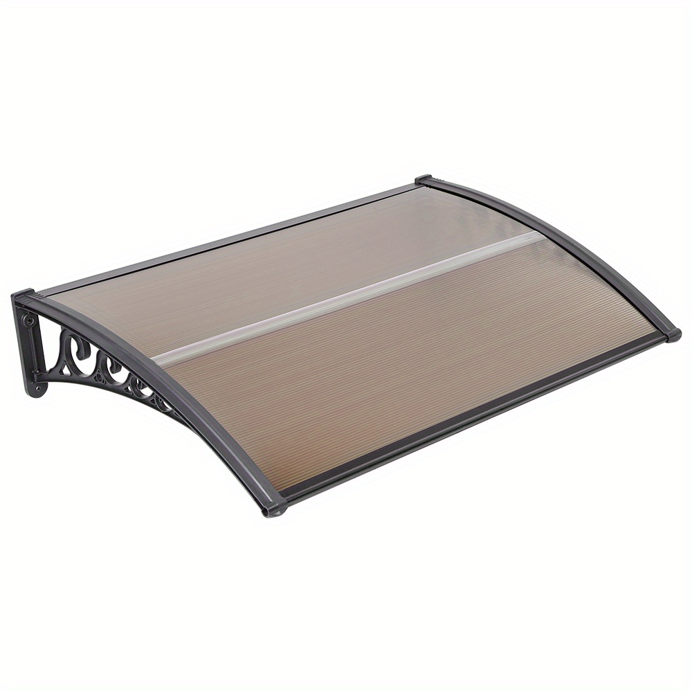 

80x120cm Uv-resistant Polycarbonate Door Awnings Durable Hollow And Solid Board Canopy For Windows Balcony For Patio Protection Weatherproof Brown