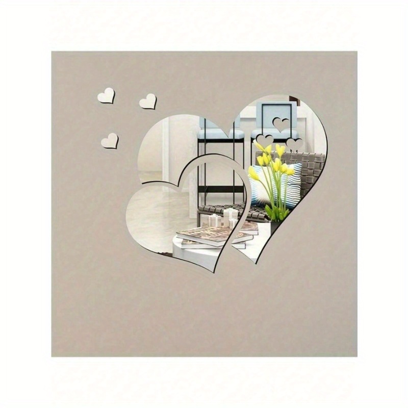 

Acrylic Heart Mirror Wall Stickers 5pcs, Classic Style, Shatterproof Decorative Mirrors For Home And School, Bedroom, Living Room, Dining Room Adhesive Decals