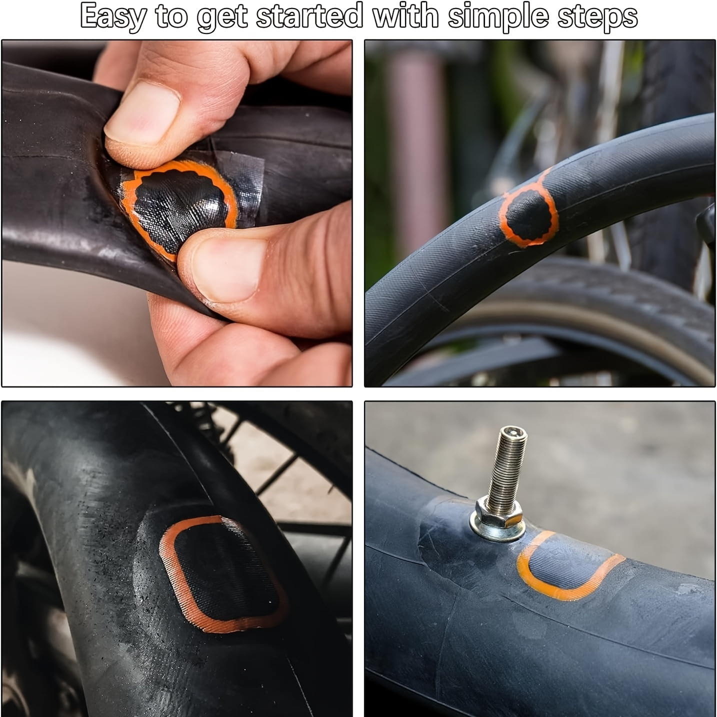 heavy duty rubber bicycle tire repair kit with 32 vulcanizing patches metal rasp and adhesive for types essential tube patch tools for cycling enthusiasts details 0