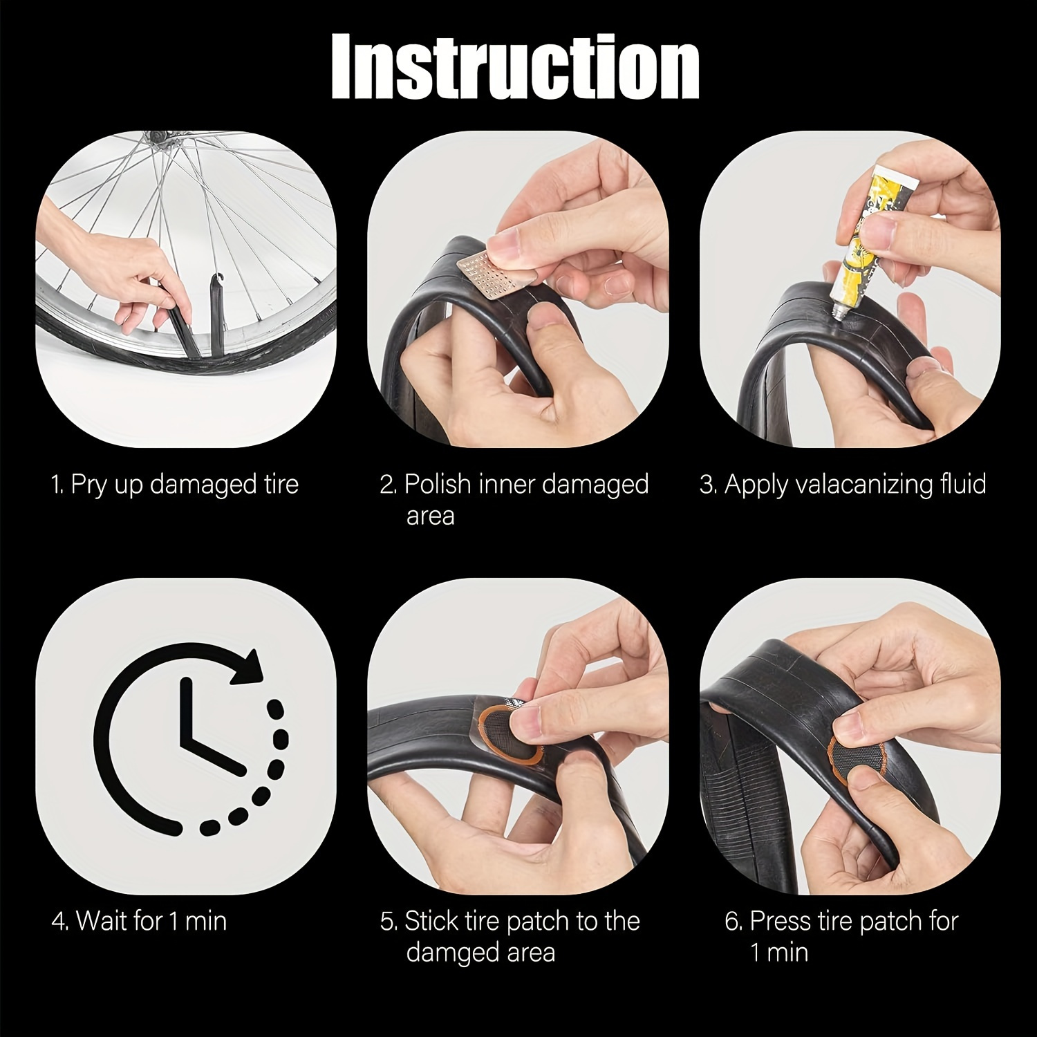 heavy duty rubber bicycle tire repair kit with 32 vulcanizing patches metal rasp and adhesive for types essential tube patch tools for cycling enthusiasts details 1