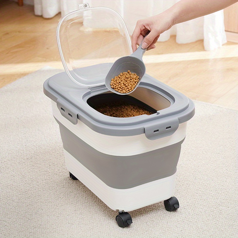 TEMU Scoop And Wheels Pet Cat Storage Comes With Measuring Cup Multifunction