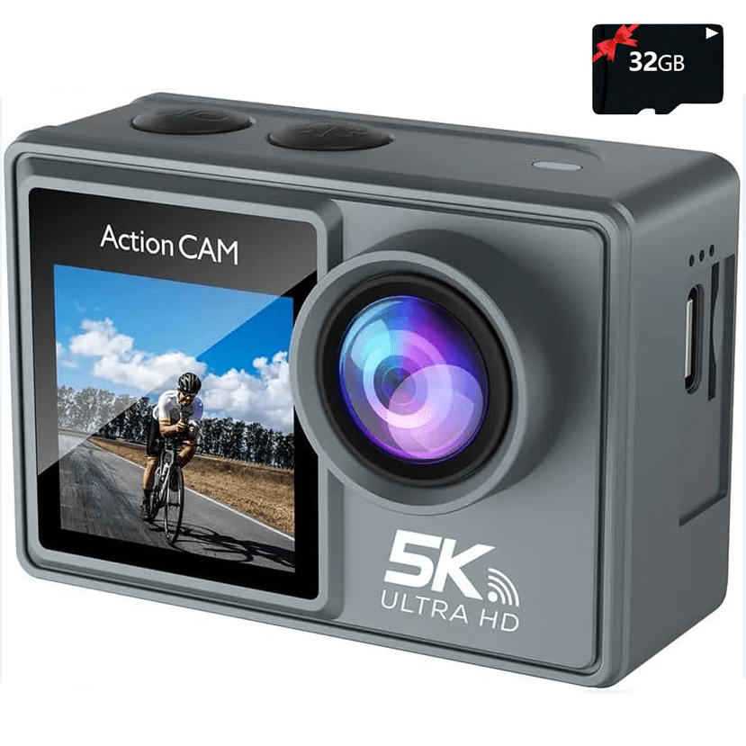 

5k Dual-screen Action Camera - Wifi Connected, Waterproof, Ultra-hd Imaging With Seamless Remote & 32gb Card Included - Capture Vivid Adventures In Stunning Detail