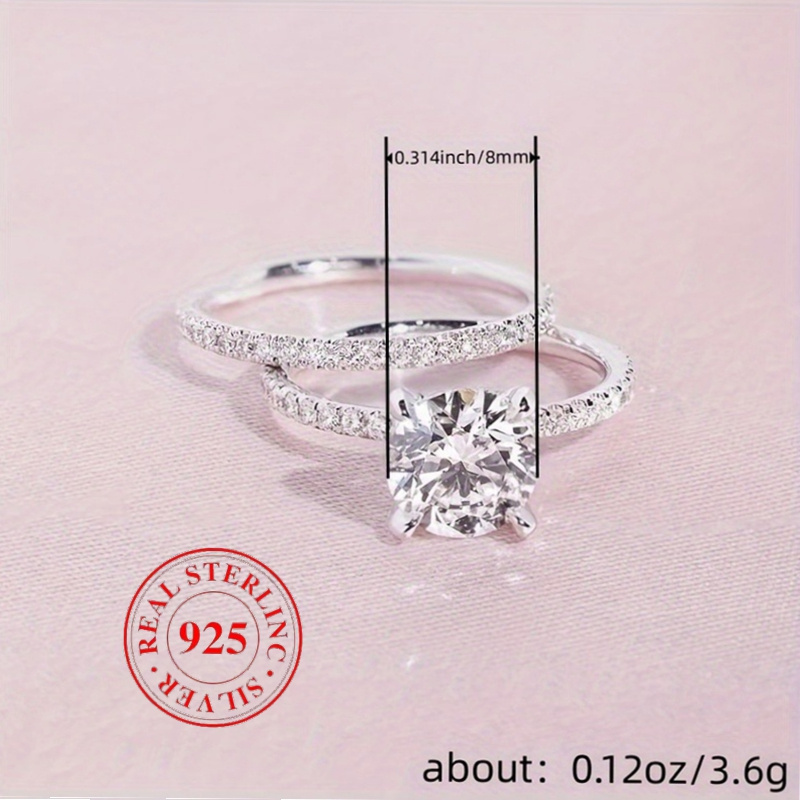 elegant 2 piece stackable wedding band set 925 sterling silver with sparkling cz     versatile accessory for   valentines day gift   elegant   details 1