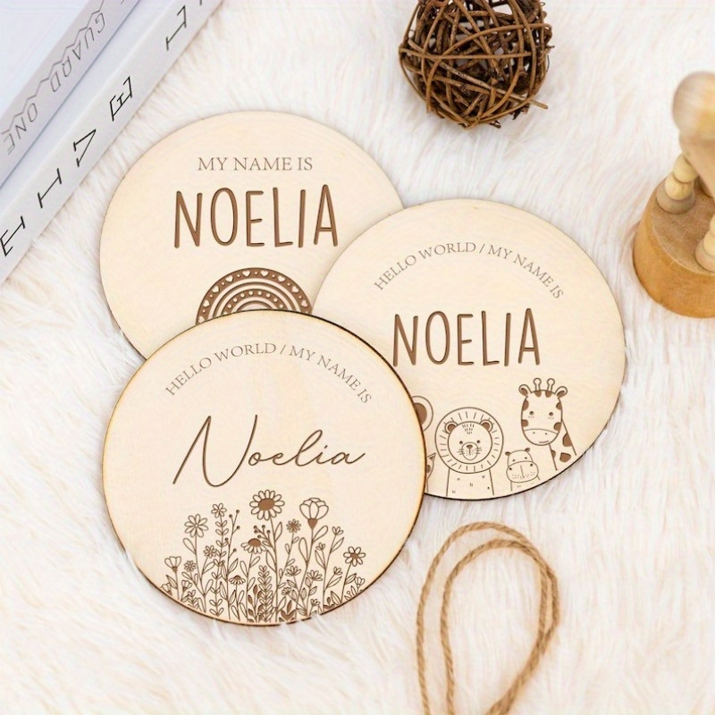 

1pc Personalized Wooden Name Announcement - Customizable Photography - Engraved Plaque - Unique Name Keepsake For Photos