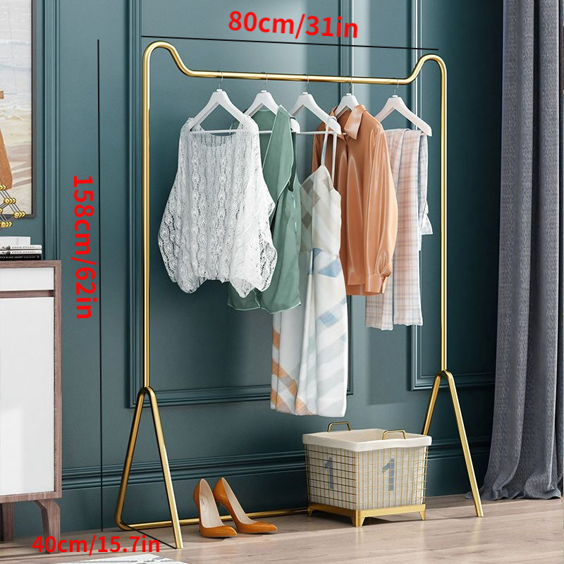 Minimalist Free Standing Hanging Rack Freestanding Wrought Iron Clothes  Rack, Modern Simple Bedroom Garment Hanger, Small Indoor Hanging Rod For