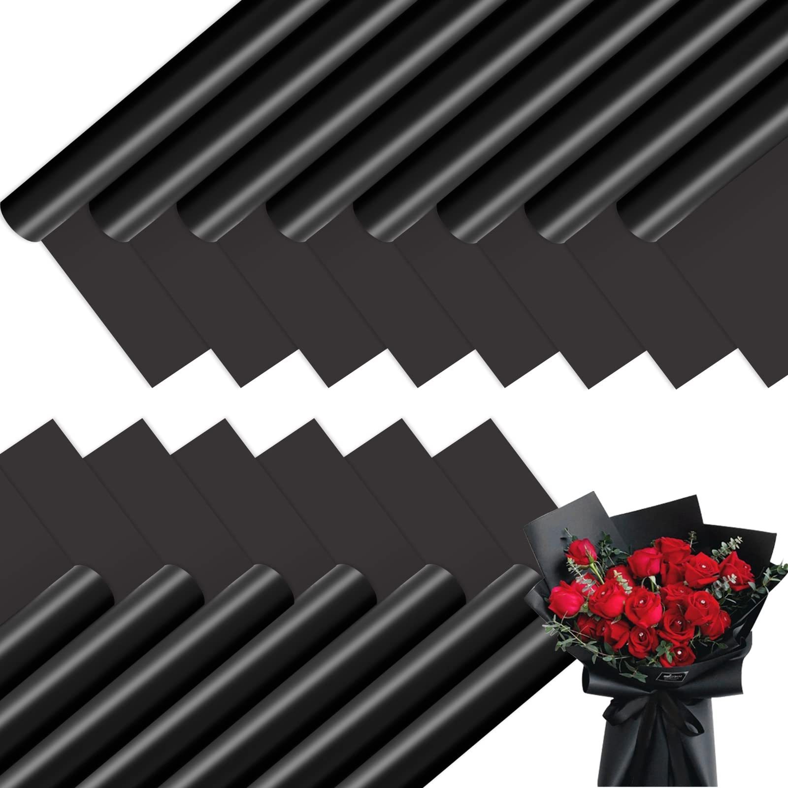 

60pcs Papier d'Emballage Floral Noir Étanche - Idéal pour Bouquets, Cadeaux, Loisirs Créatifs & Occasions Spéciales comme Anniversaires, Mariages & Noël