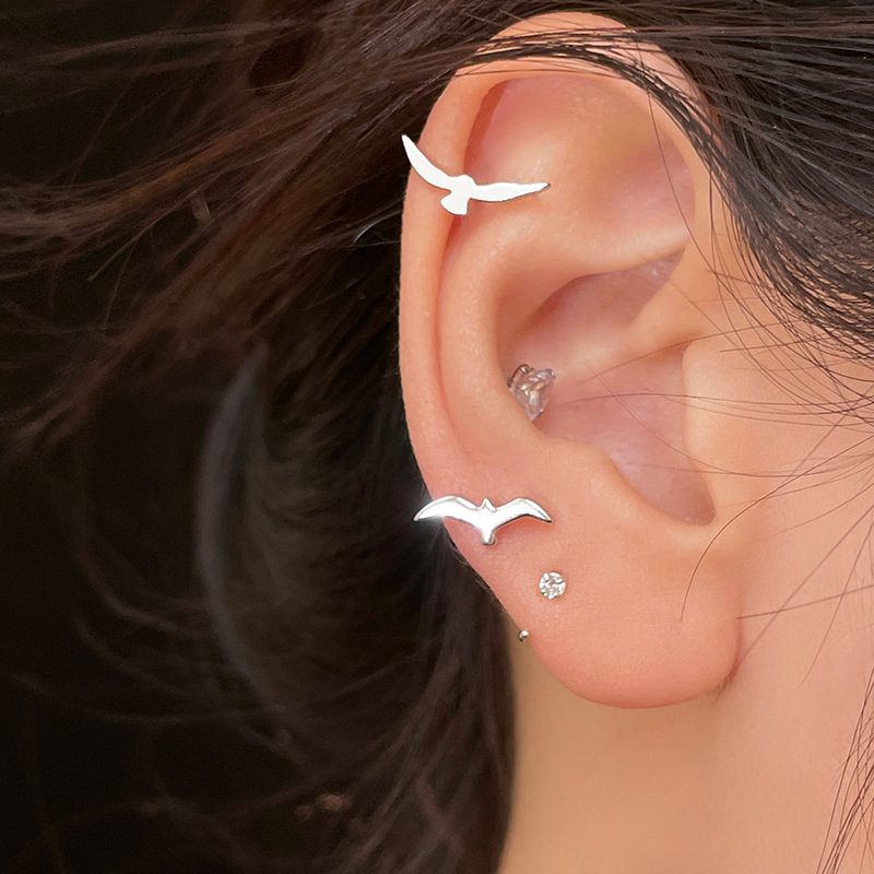 

Chic Seagull Stud Earrings For Women - Silvery-plated, Cute & , Casual Attire Or Back To School Gift, For Return School