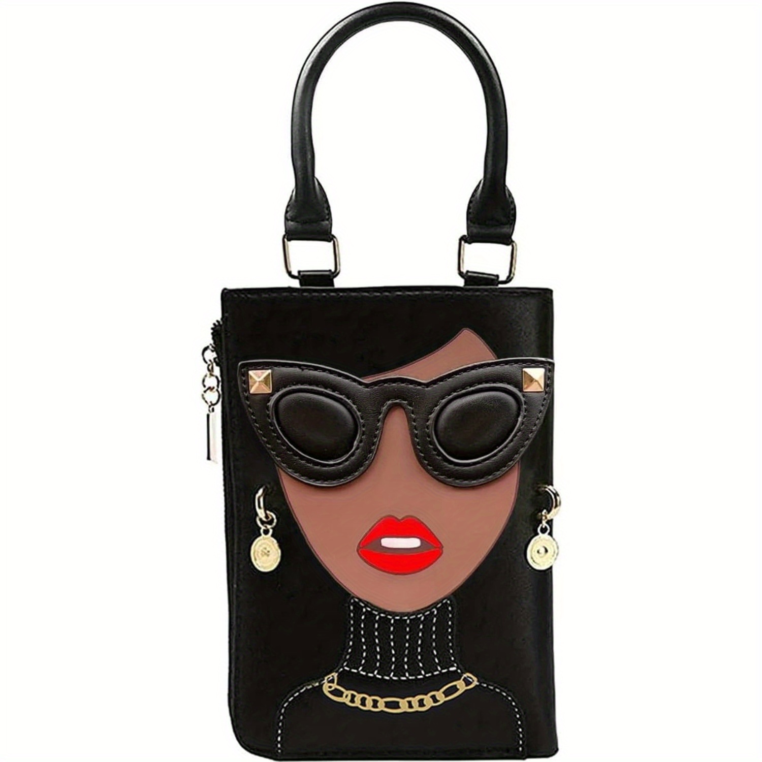 TEMU Novelty Face Top Handle Satchel Handbags For Women Funky Tote Crossbody Shoulder Bags