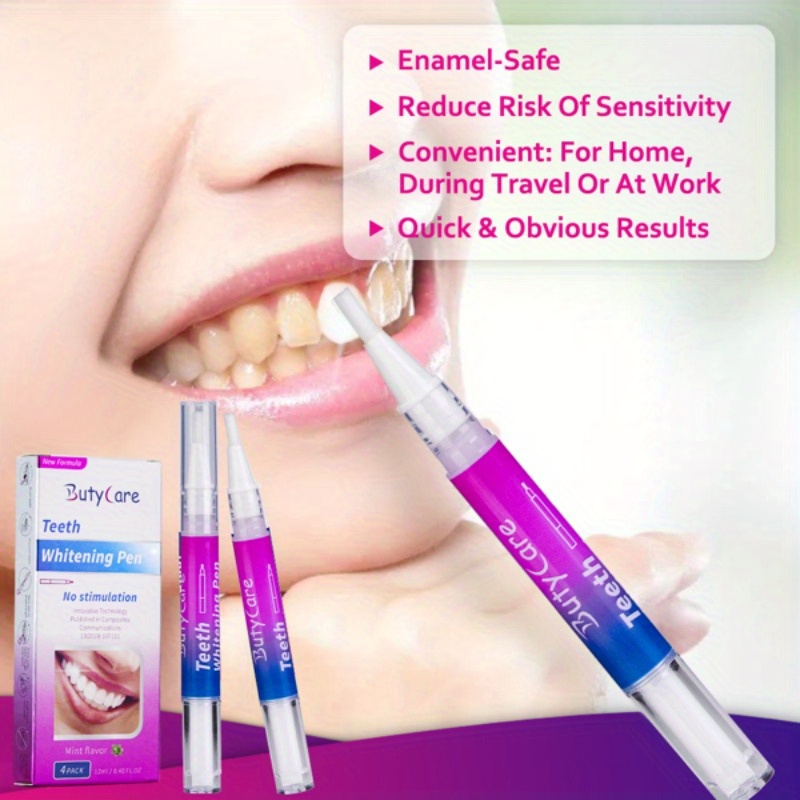 

4 Pcs Teeth Pen 30+ Uses, Effective, Painless, No Sensitivity, Travel-friendly, Easy To Use, Beautiful , Mint Flavor