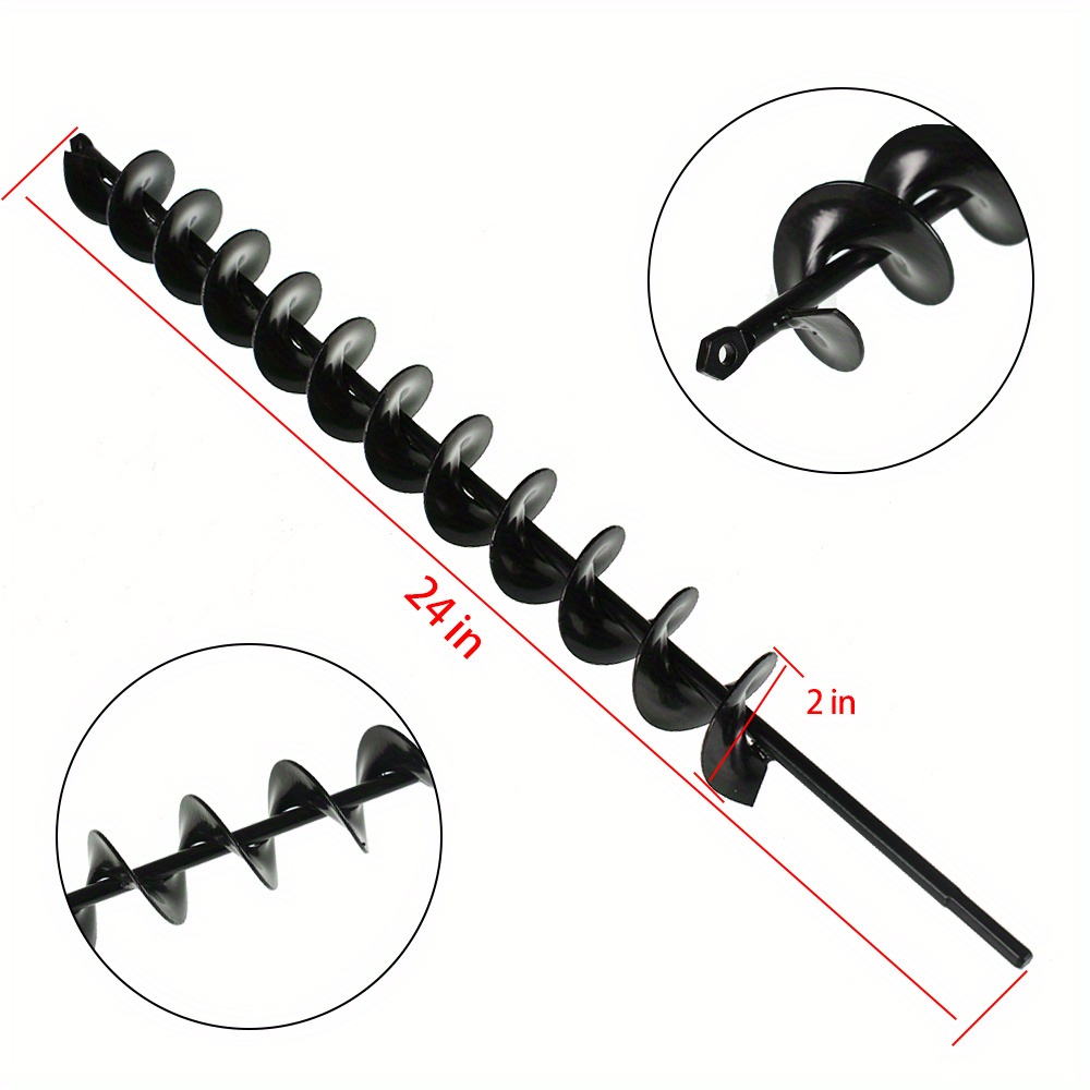 

2in Wide 24in Long Auger Drill Bit, Steel Auger Bit Diy Auger With 3/ 8 Non-slip For Planting Trees And Bedding, Gardening