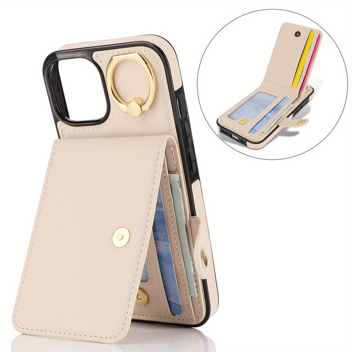 (Xl-Ring Wallet Style) Case for Iphone 16/15/14/13/12/11 Pro Max/X/Xs/Xr/Xs Max/Se 2020/SE 2022, Designed As a Wallet Case for Women, with a Flip Folio Book Style, Featuring a Card Holder, for Both Women And Men, with Shockproof Protection.