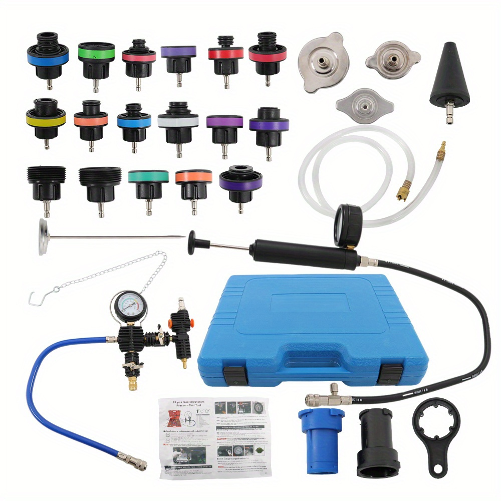 TEMU 28pcs Radiator Pressure Tester Refill Kit With Suitcase