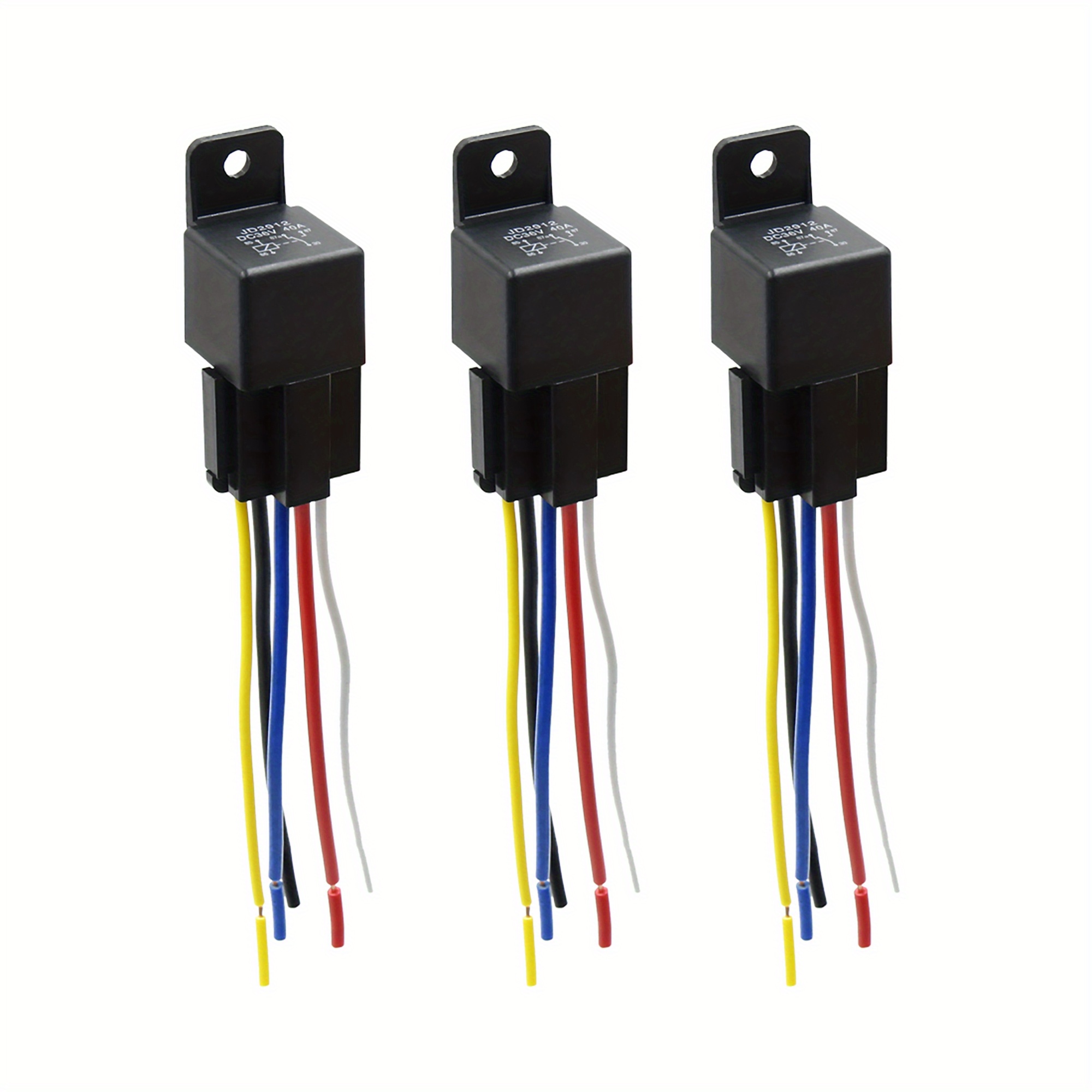 TEMU X Autohaux 3pcs Jd-2912 5 Pin 36v 40a Universal Car Vehicle Motor Fuse Relay Switch Power With Harness