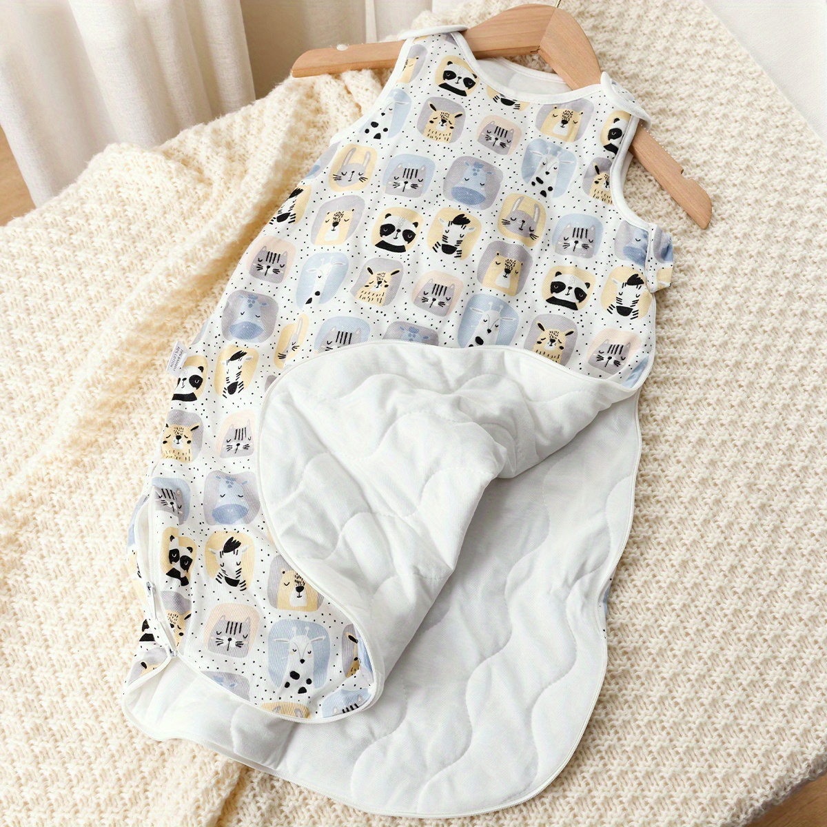   bamboo cotton baby sleep sack sleeveless wearable blanket for newborns infants 0 3 years animal print two way zipper machine washable cozy sleeping bag for boys and girls 1pc details 3