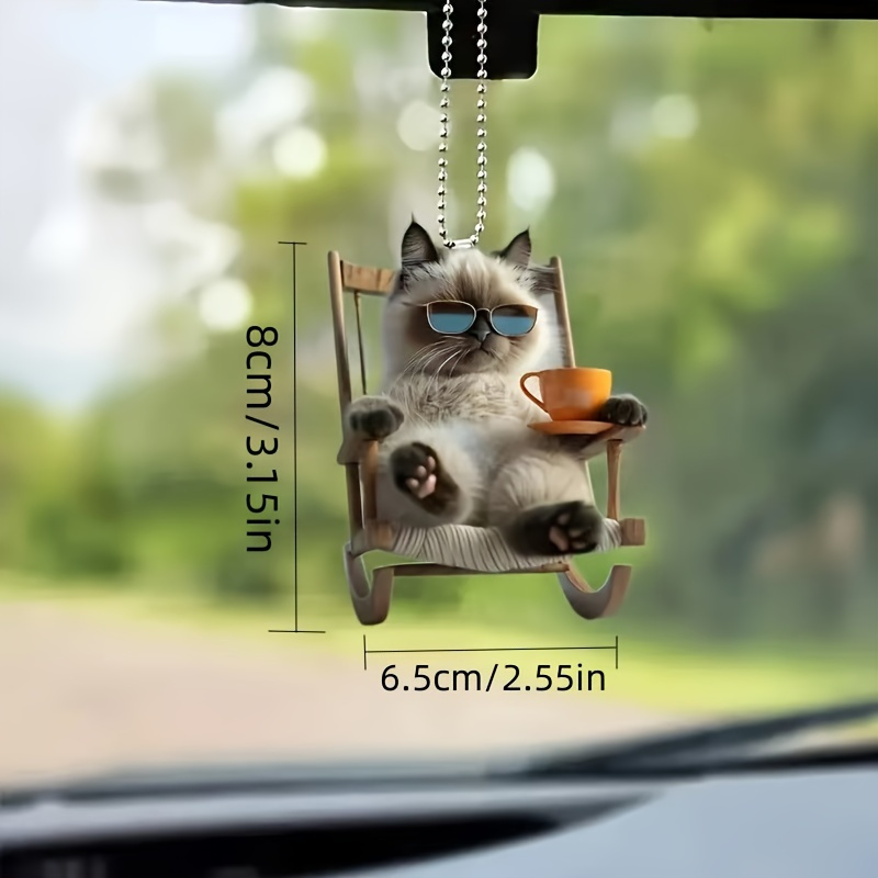 

Cat Hanging & Cup - For Car, , And Keychain Decor