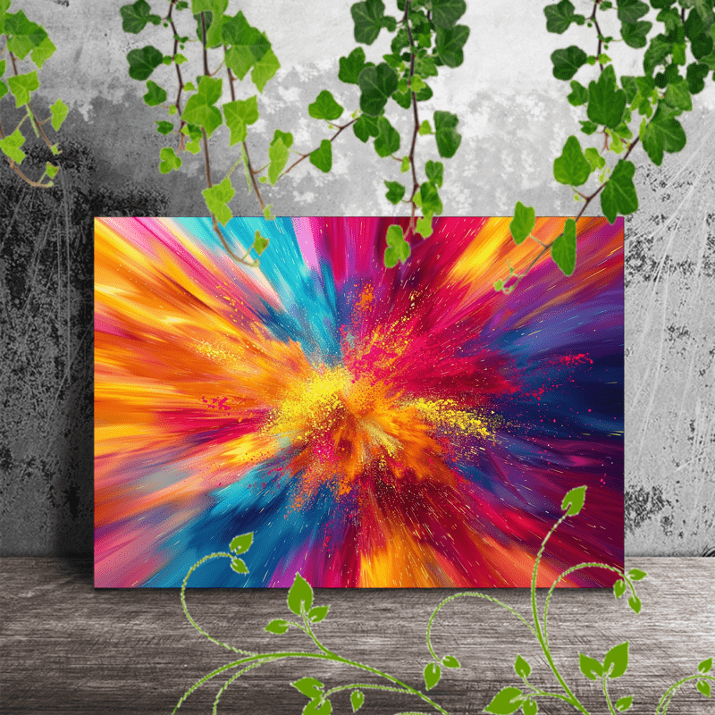 

1pc Wooden Framed Canvas Painting Artwork Very Suitable For Office Corridor Home Living Room Decoration Abstract Explosion Of Colors, Dynamic Energy