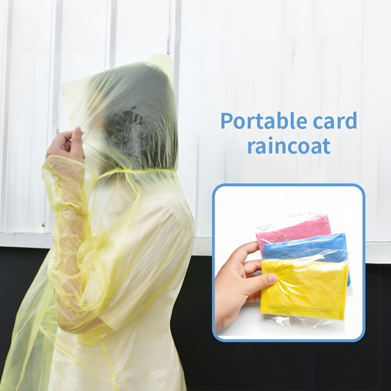 

10-pack Emergency Waterproof Ponchos, Portable Pe Disposable Raincoats, 1 Size Fits All, Compact For Outdoor Activities, Assorted Colors - No Flint Included