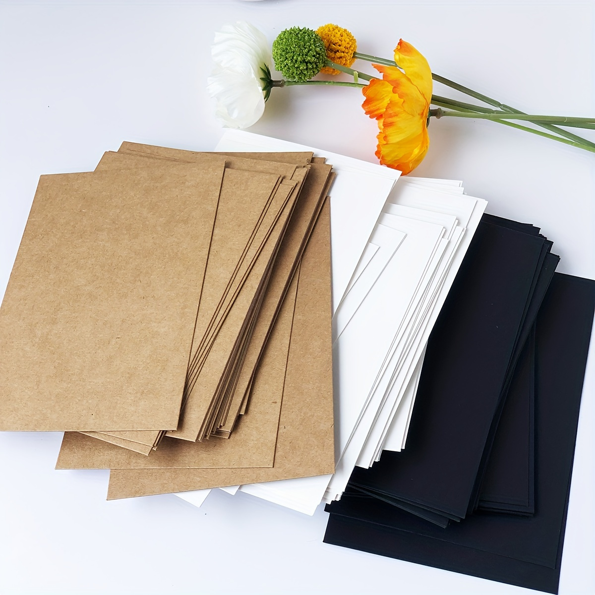 

30-pack Blank Postcards For Diy Greetings, Double-sided Multipurpose Craft Paper Cards In White, Kraft, And Black