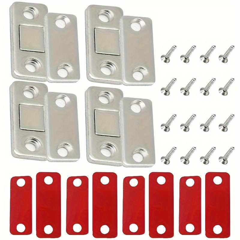 

8-pack Ultra Thin Magnetic Door Catches, Strong Metal Cabinet Latch, Polished Finish For Cupboard And Glass Doors