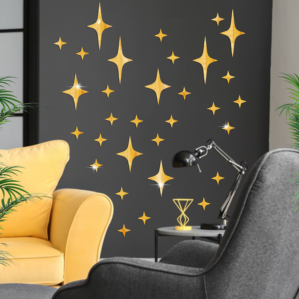 

37/ 74pcs Vibrant Star Acrylic Mirror Star Stickers - Self-adhesive, Removable, And Reusable Wall Decals For Nursery, Living Room, Bedroom, And Farmhouse Decor - Easy Diy Wall Art For Home Decorations