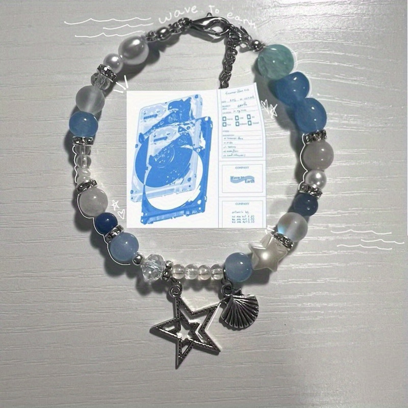

1pc Fashionable Pearl Resin Silvery Beaded Bracelet Birthday Holiday Gift