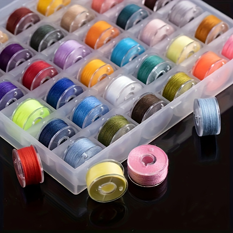 

36/25pcs Pre-wound Bobbins Thread Set For Hand & Machine Sewing - Assorted Colors, Portable Embroidery Sewing Supplies, Green Spool Option Available