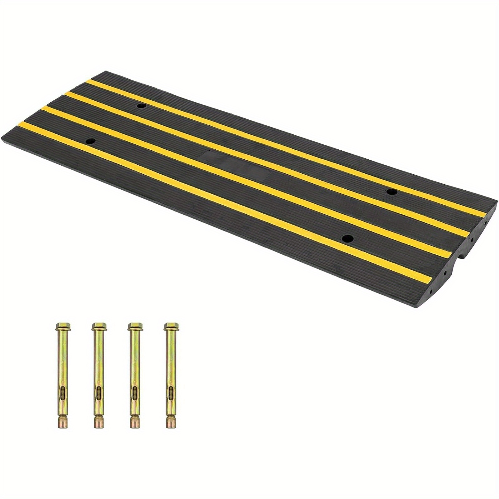 

1 Pack Rubber Driveway Curb Ramps 33069lbs Capacity Heavy Duty , 2.5" High Cable Cover Bridge Ramp For Low Cars, Wheelchairs, , Garage Sidewalk