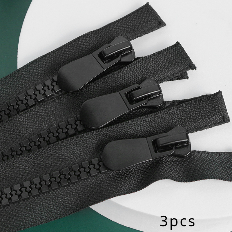3pcs 60cm-80cm #10 Resin Open-end Zipper Tank Teeth Large Pull Head Clothing Coat Down Jacket Strip Zipper