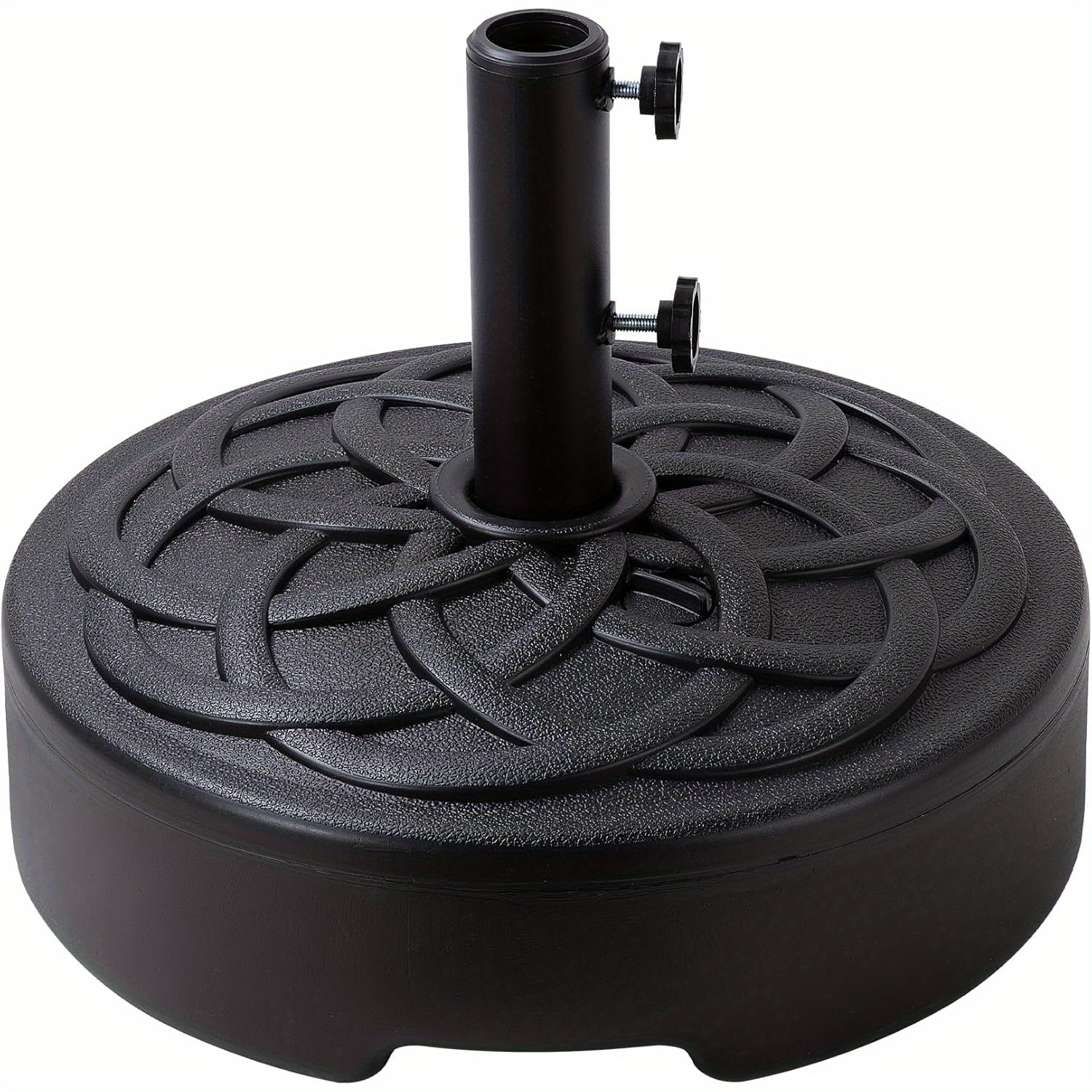

Patio Market Umbrella Base Round Heavy Duty Outdoor Stand Pole Holder, Outdoor Umbrella Base With 2 Adjustment Knobs, Umbrella Stand Base Add To 44lbs