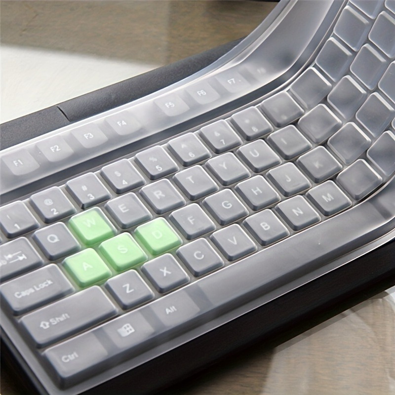 

1pc Ultra-thin Silicone Keyboard Cover With Green Accents - Waterproof, Dust-resistant & Flexible Protector For Pc Keyboards - Easy To Clean & Install,