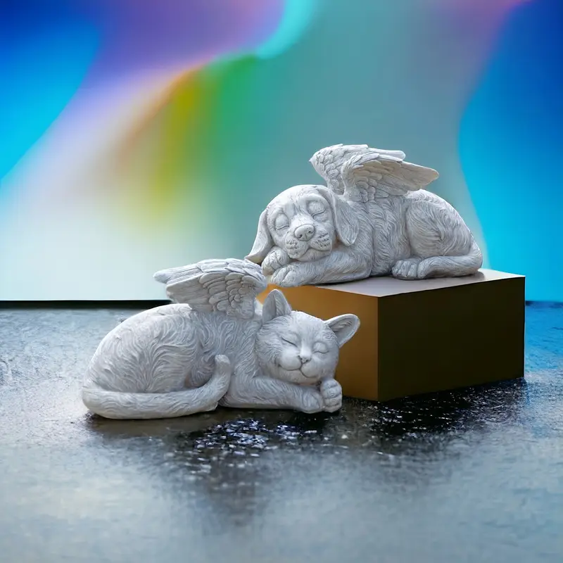 Statua Commemorativa Per Animali Domestici - Decorazione Da Giardino In Resina Per Cani E Gatti, Pietra Tombale - Foto 5